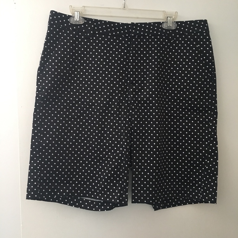 Black and white polka dot Bermuda shorts